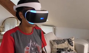 Hot roommates play VR games before playing with unceasingly other